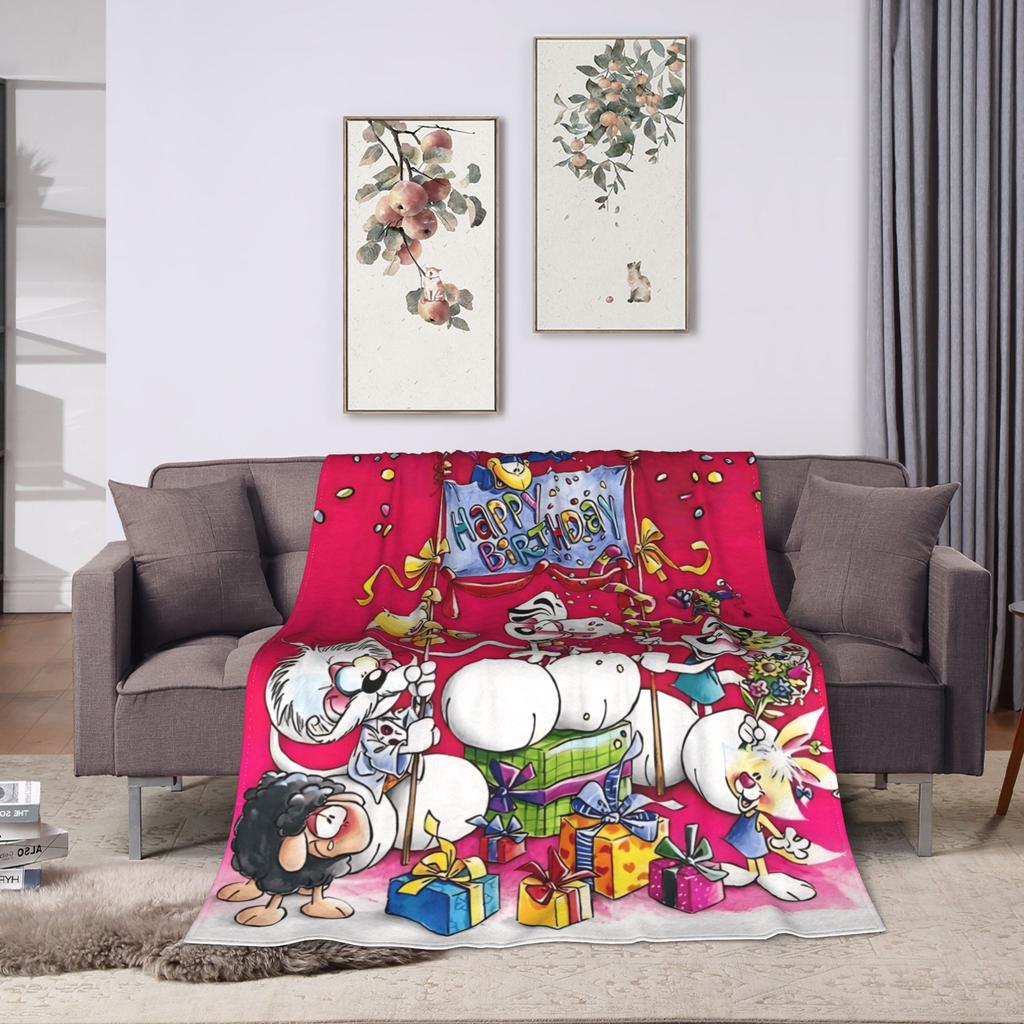 Diddl Buon Compleanno Coperta Calda Decorativa Peluche Biancheria da Letto Coperte Divertenti da Esterno Flanella Copriletto Copri Divano Letto