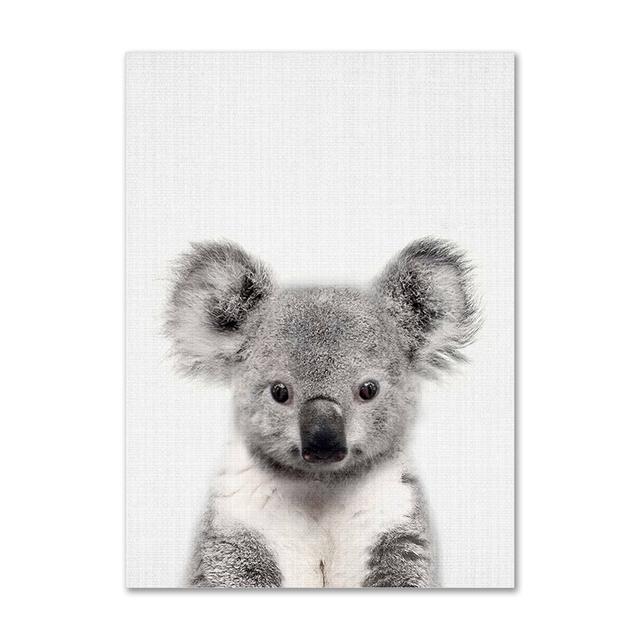Koala, králík, veverka, slon, plátno, plakát pro dětský pokoj, nástěnný obrázek, tisk zvířat, plátno, malba, severský dětský pokoj