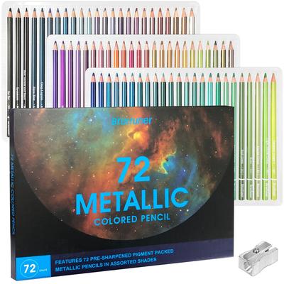 Roleness Metalické Farebné 72 Profesionálne Mäkké Metalické pre Deti a Maľovanie s Strúhadlom Ceruzky, Farby, Na Olejovej Báze, Tvrdosť, Jadro, Farby,