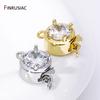 18K Gold Plated Inlaid Zircon Round Insert Clasps Pearl Clasp Connector For DIY Bracelet Necklace Making Findings