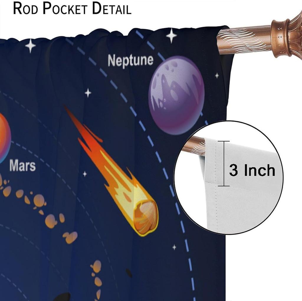 Solar System Window Curtains Kids Outer Space Treatments Bedroom Universe Planets Galaxy Astronomy Drapes Curtain For Made Of Polyester