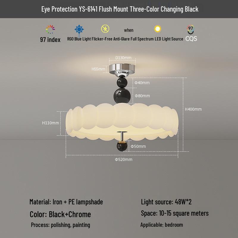 Retro French Cream Chandelier for Bedroom & Study - Creative Designer Full Spectrum Ceiling Light