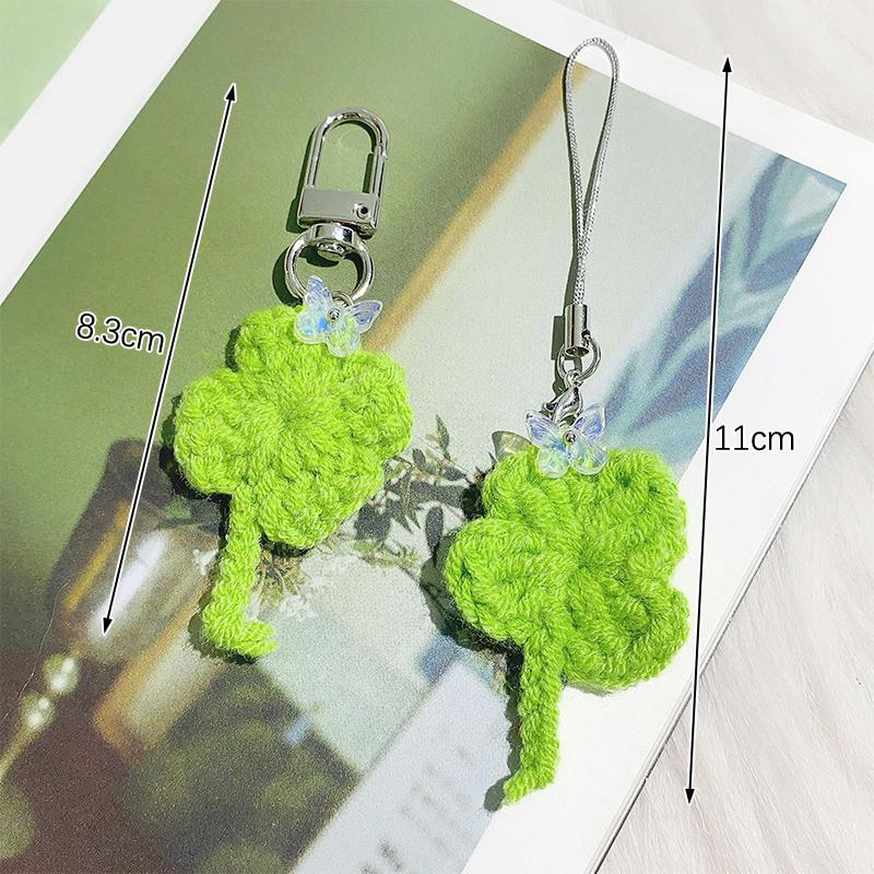 Four Leaf Clover Lucky Keychain Creative Knitted Clover Keychain Exquisite Backpack Decoration Accessories Gifts