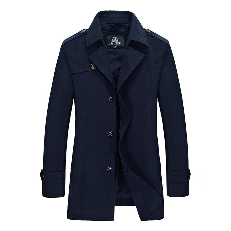 

Новая мужская осенняя новая деловая повседневная однобортная мужская ветровка средней длины с лацканами XXXL