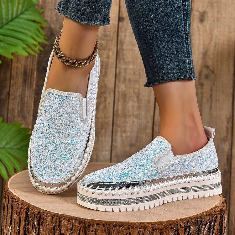 Casual large size sequined casual women's shoes autumn new comfortable platform European and American style single shoes women