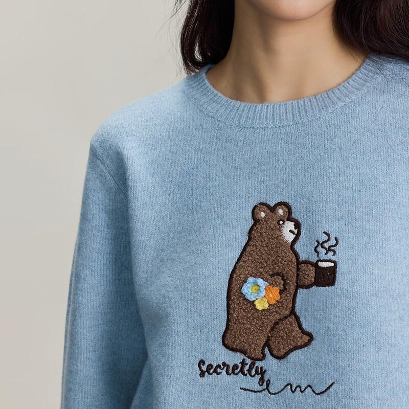 INMAN Women's Cartoon Bear Knit Pullover Sweater