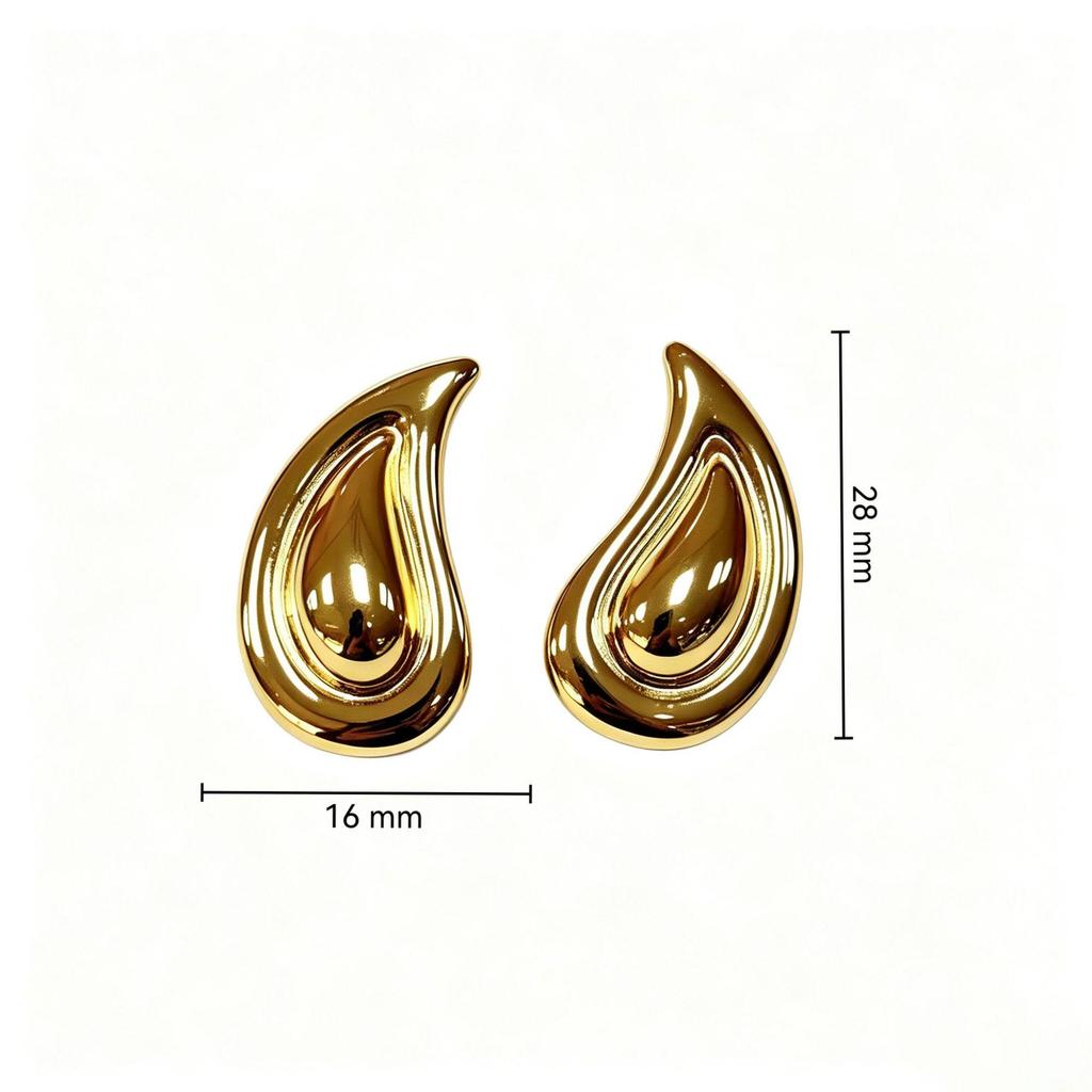 European & American Fashion Gold Water Drop Stainless Steel Earrings