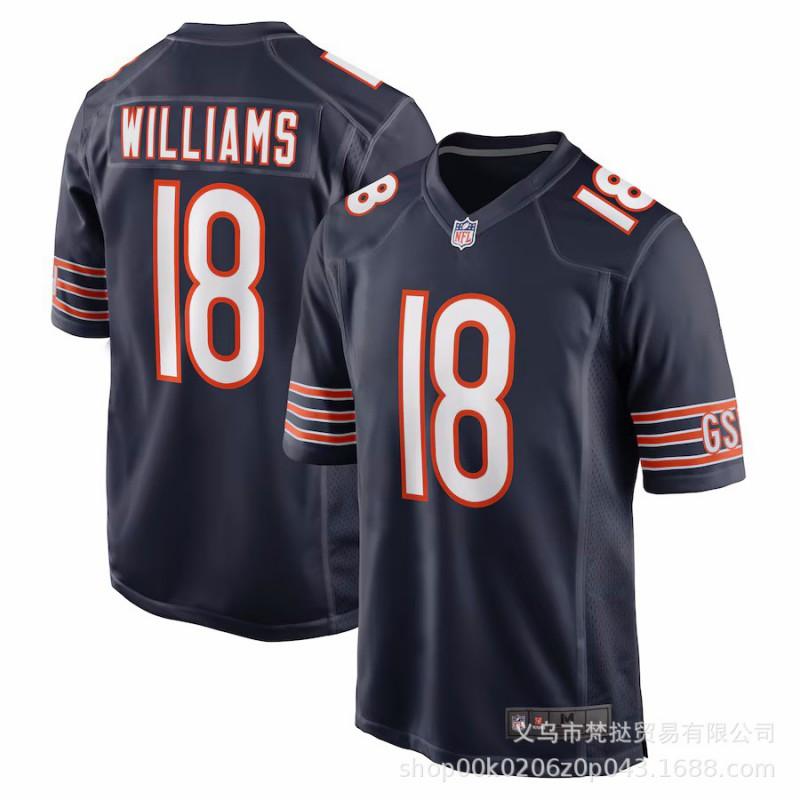 Camiseta de Fútbol NFL Chicago Bears 18 Williams 15 Odunze 2 Manga Corta Algodón Cuello en V Ropa Deportiva Hombre Mujer