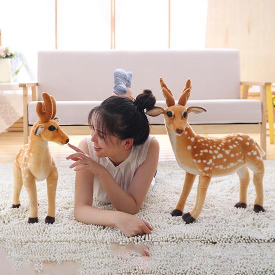 Plush Deer Toy Soft PP Cotton Filling Simulation Animal Doll Christmas Elk Decoration