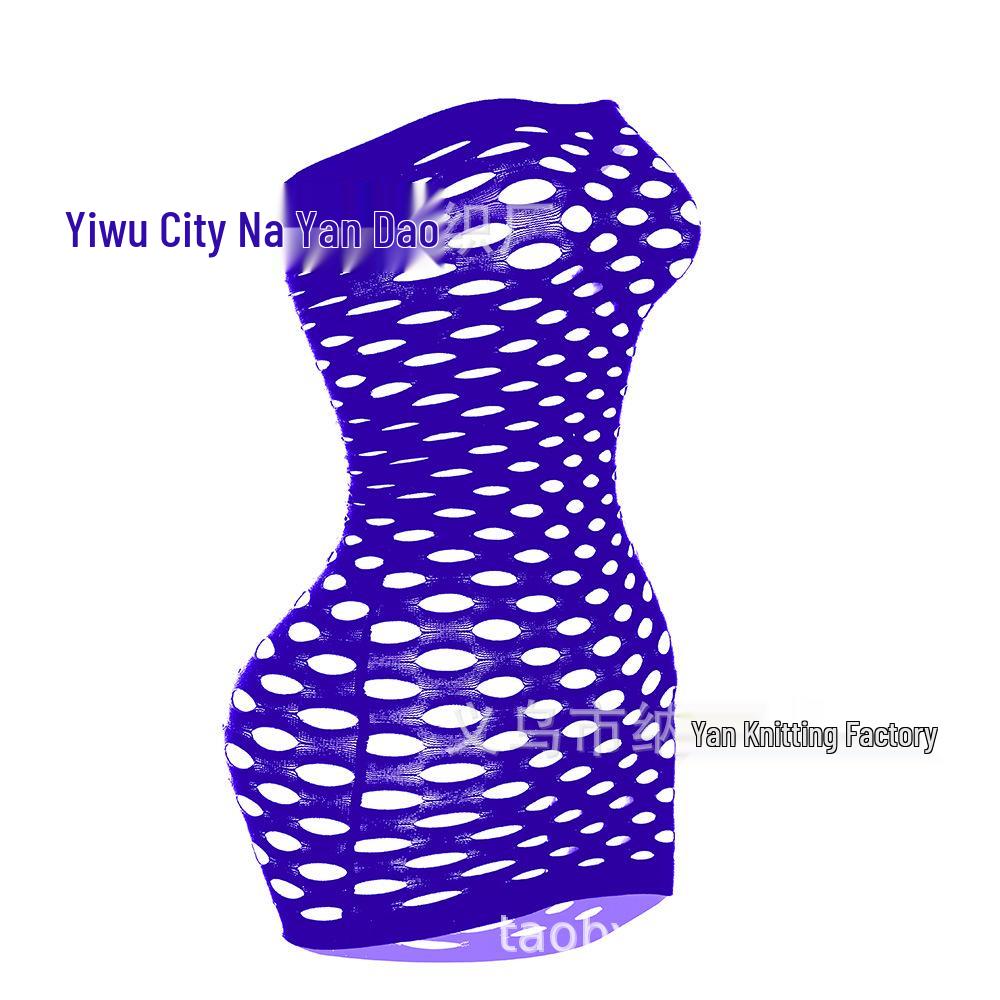 European & American Strapless Fishnet Bodysuit - Sexy, Transparent, and Hollow Out Design (W095)