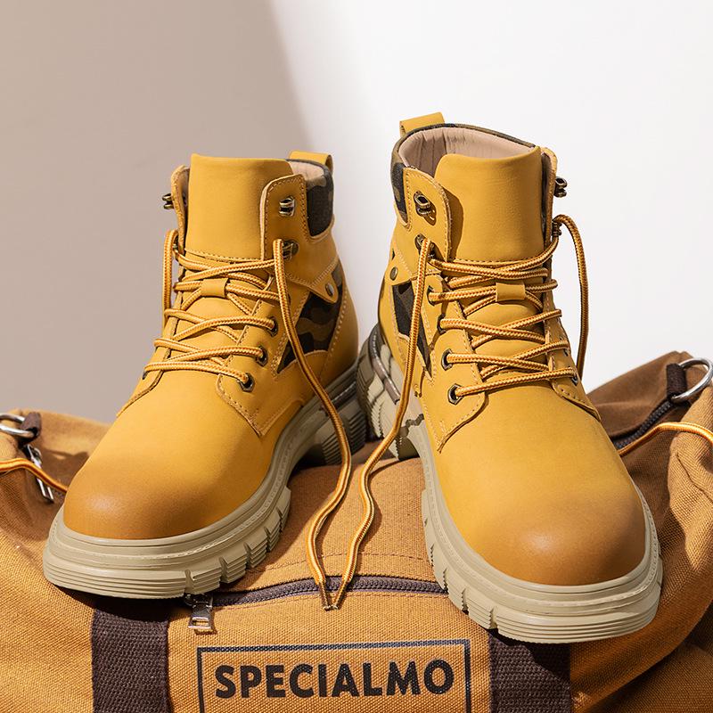 Winter Men's Fleece-Lined Non-Slip Martin Ankle Boots - High-Top British Style Work Shoes
