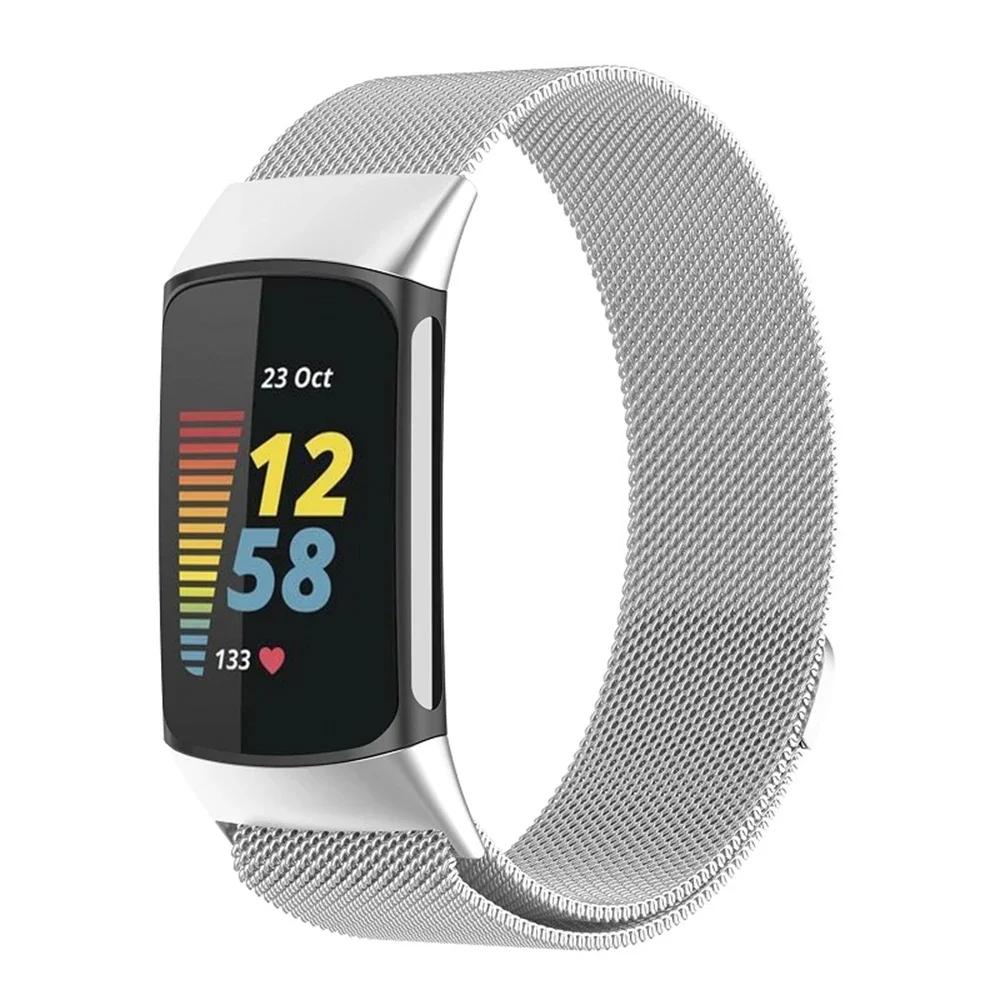 

Міланська петля Для fitbit Charge 6 5 Band змінний Charge6 Браслет Магнітний браслет з нержавіючої сталі fitbit Charge 5 Ремінець For Fitbit charge 6 срібний