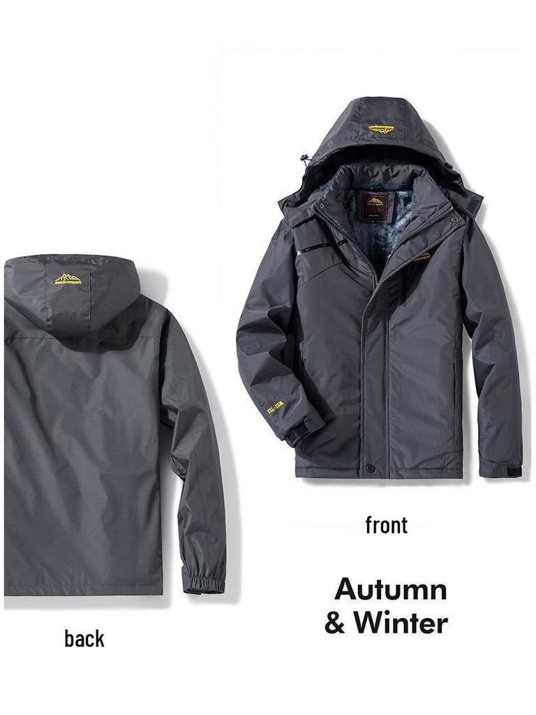 Men's Waterproof Fleece-Lined Winter Jacket for Mountaineering, Camping, and Travel