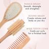 Lily England Wooden Hairbrush Set - Paddle Brush, Round Brush & Comb, Soft Bristles, Women's Hairbrush (Rose Gold)