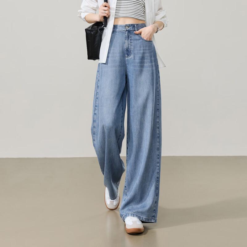 

ESE-Y Women s Lyocell Loose Wide-Leg Straight Jeans 30