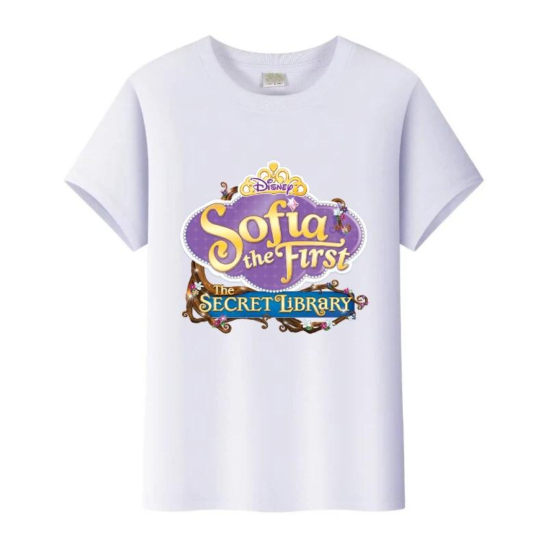 

Fashion Disney Sofia The First Princess Graphic Tees Girl O-Neck Tops White Clothes Blouses Harajuku T-Shirt Summer Tshirt 110