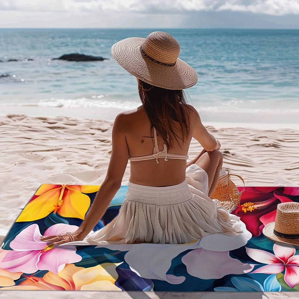 1pc Tropical Hibiscus Floral Beach Towel Extra Large Quick Dry Microfiber Sand Free Absorbent for Pool Travel Washable