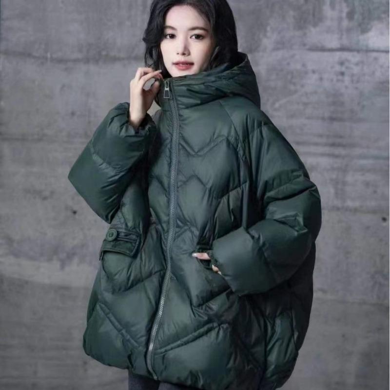 New women's clothing, simple temperament hooded down jacket women, coat, loose casual large size