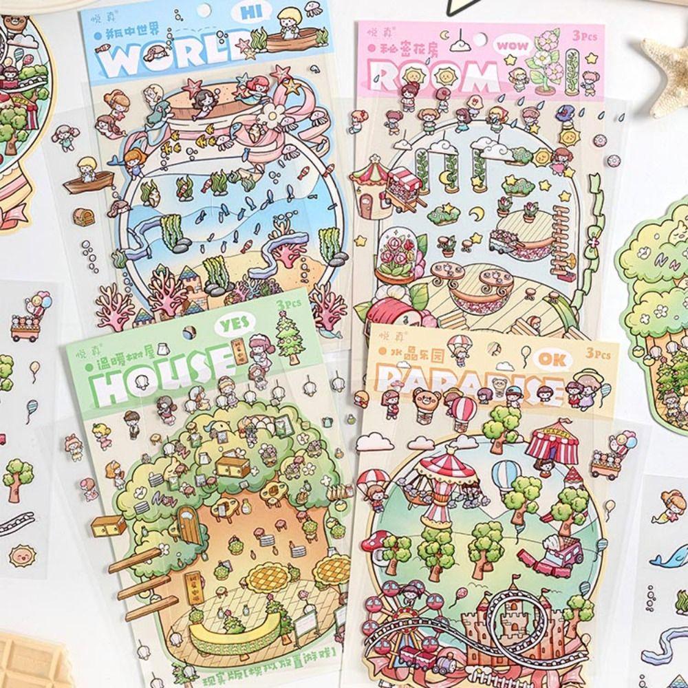 Tree House Three-dimensional Sticker Visual Stacking Miniature Scene Sticker  Gift