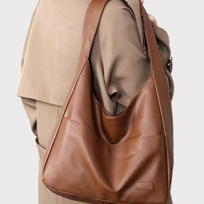 Korean Style PU Leather Tote - Women's Large Capacity Shoulder Bag for Commute and School