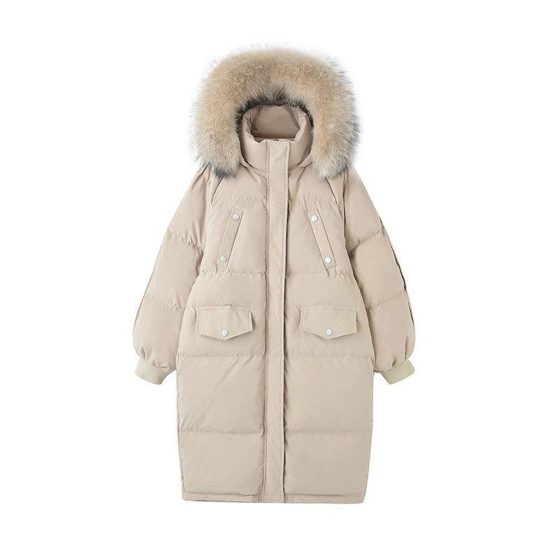 Women's Mid-Length Down Jacket, 2024 Winter, Warm and Thick, Slimming Over-The-Knee Coat