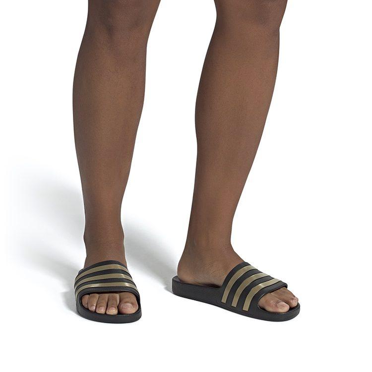 Adidas Adilette Aqua Slide Slippers Unisex Black Gold EG1758