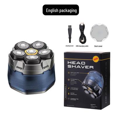 Magnetic Rotating Six-Blade Bald Shaver - Fully Washable Hair Cutting Machine