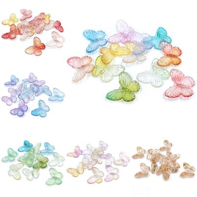 10 pezzi Fai da te Forcina Accessori per gioielli Farfalla bicolore con foro Materiale ciondolo sfumato Perline Fatto a mano Creativo Gioielli delicati