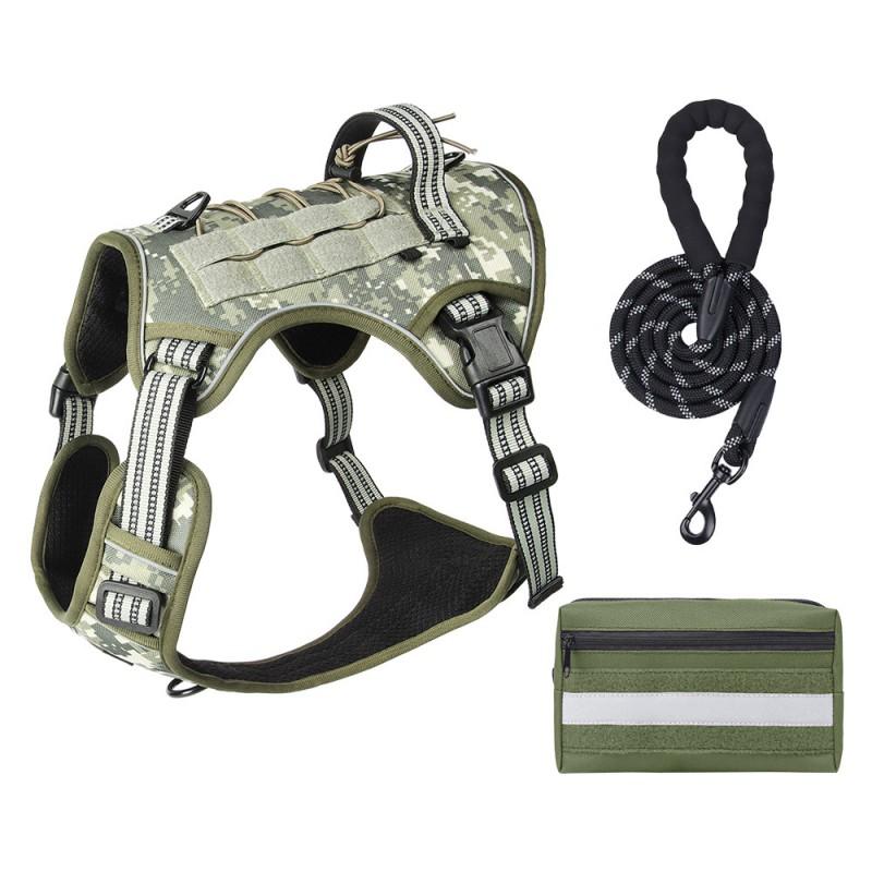Heavy Duty Dog Harness Large Breeds Tactical Vest With Molle System Adjustable No-Pull Chest Strap Outdoor Walking