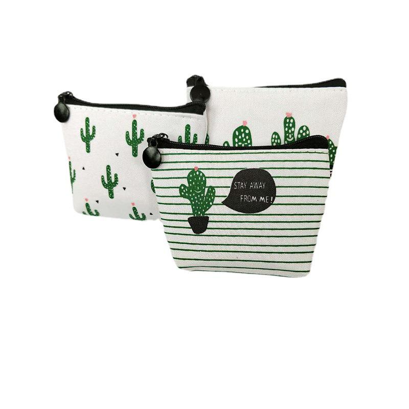 Маленький свіжий полотняний гаманець для монет із кактусом на блискавці