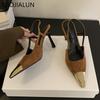 Fashion SUOJIALUN 2024 New Brand Women Sandal Fashion Mix Color Ladies Eelgant Outdoor Dress Slingback Shoes Thin High Heel Sexy Pumps S