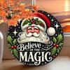 Vintage Believe In Magic Metal Wall Sign 8 Inch Round Christmas Wreath Decor Indoor Outdoor Holiday Door Hanging Home