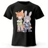 Latest Disney Zootopia2 Couple Pure Cotton Tshirt for MenWomen Daily Casual Soft High Quality Large Sports Short Sleeve Top