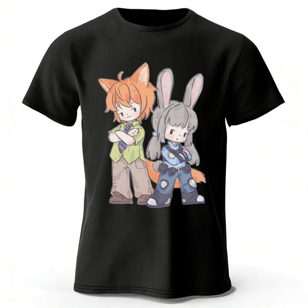 Latest Disney Zootopia2 Couple Pure Cotton Tshirt for MenWomen Daily Casual Soft High Quality Large Sports Short Sleeve Top