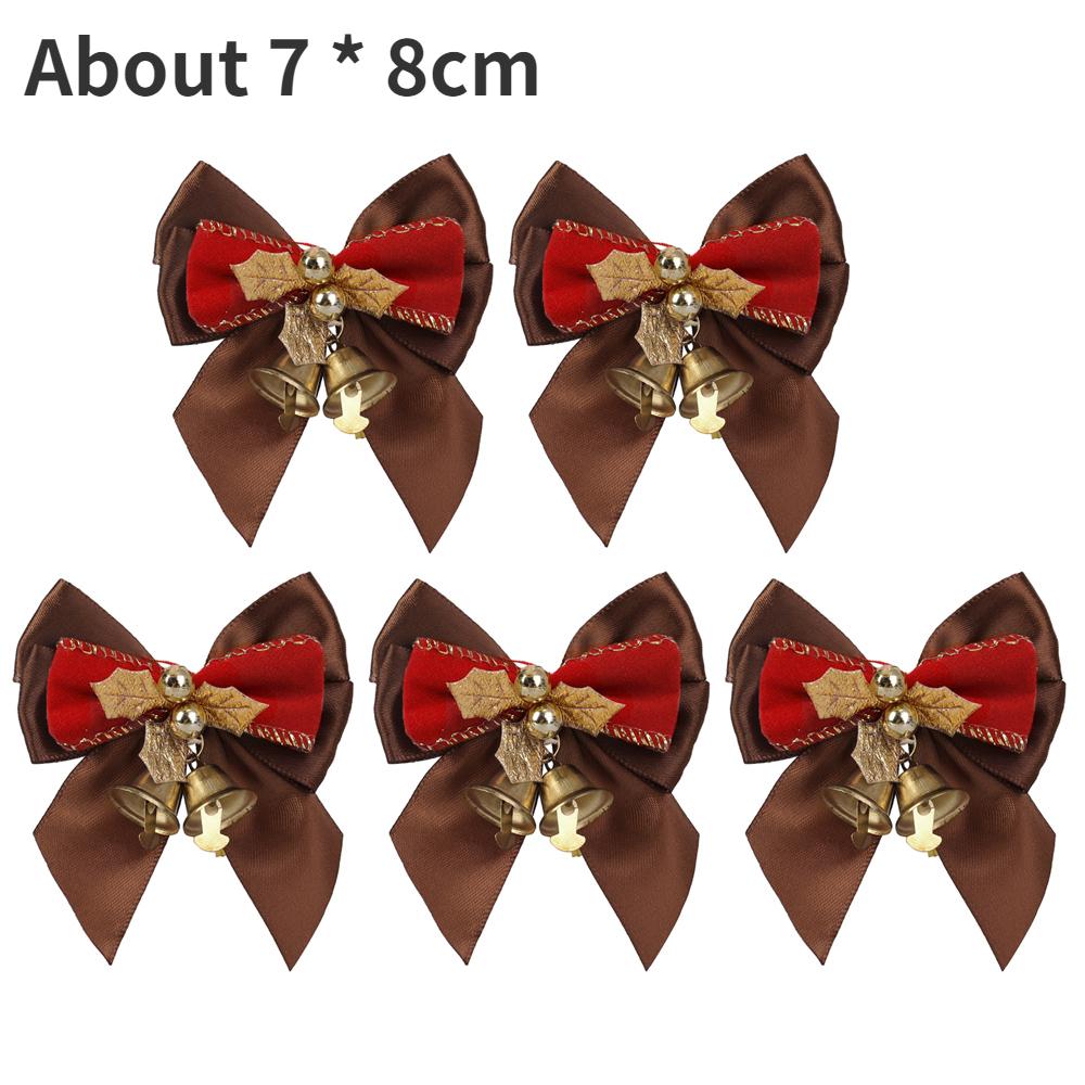 5/1Pcs Christmas Bows with Bells Mini Christmas Bowknot DIY Craft Gift Ornaments Xmas Tree Hanging Decor New Year Home Decor
