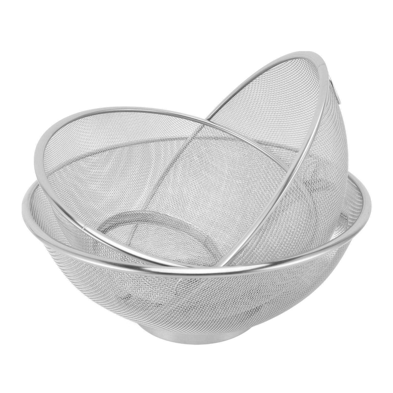

3 Piece Colander Set Stainless Steel Mesh Strainer Net Baskets 8.7in 9.4in 10.2in Diameter for Strain Drain Rinse Rice L