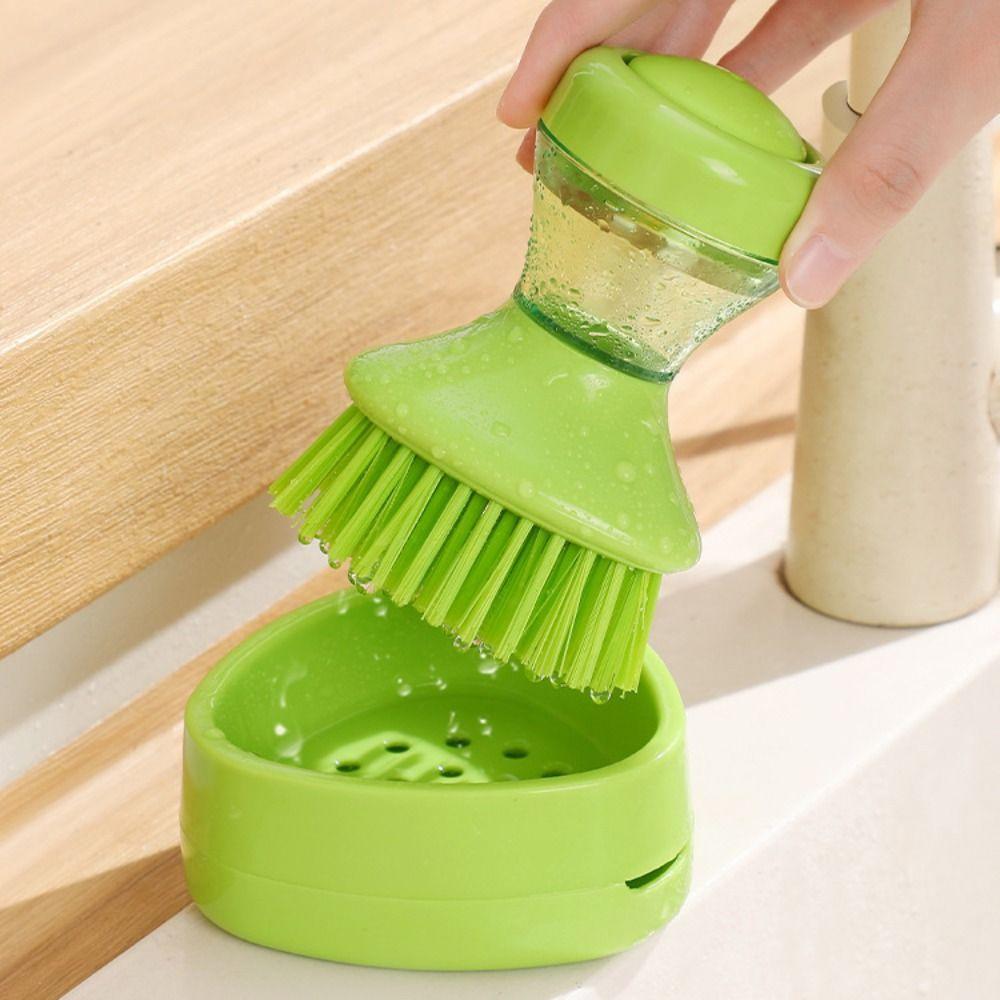 Press Cleaner Automatic Liquid Dishwashing Brush Non-Slip Dish Washing Scrubber  Apartment