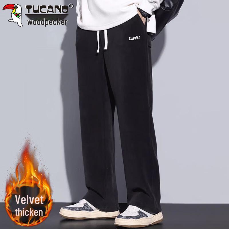 

TUCANO Men s Loose Wide-Leg Fleece-Lined Casual Trousers 2XL