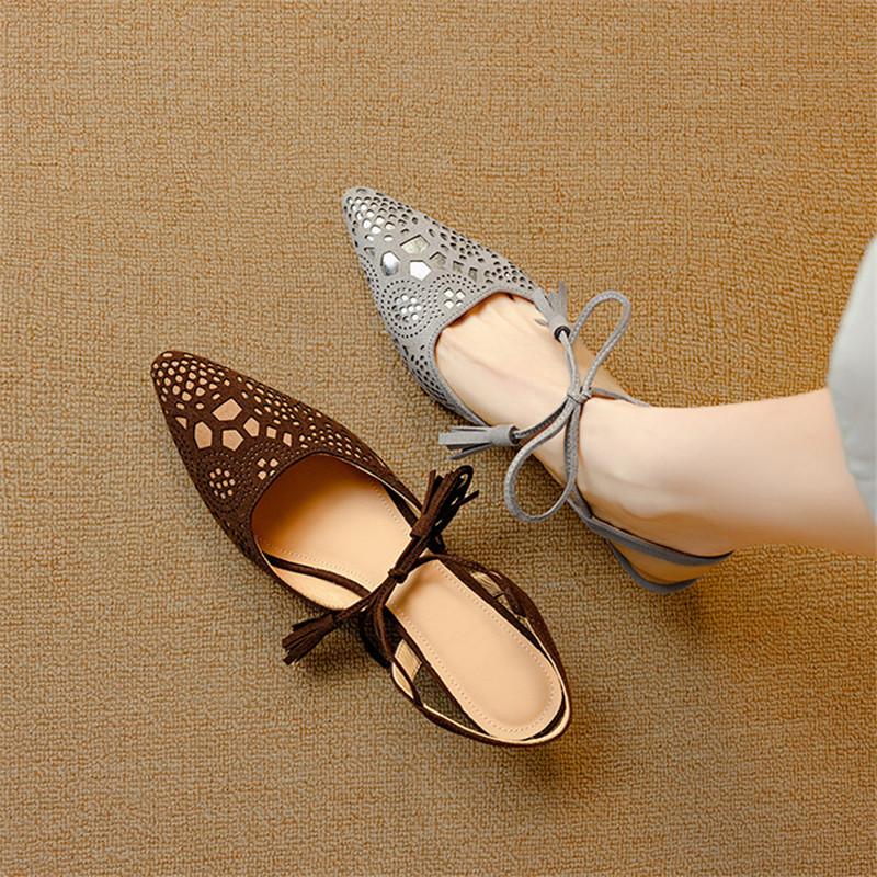 Fashion New Summer Sandals Pointed Toe Sandals for Women High Heels Fashion Tassels Lace Cover Toe Sandal Ladies Shoes Women Grey