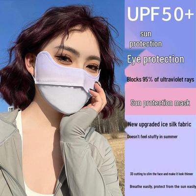 2025 Summer Women's Breathable Ice Silk Sunscreen Mask with Eye and Blush Protection