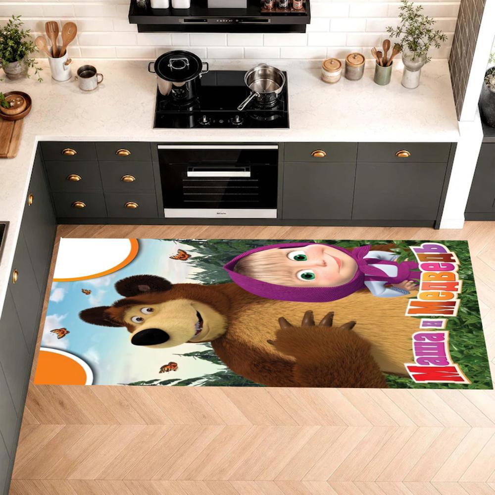 Masha Bear Kitchen Carpet Nonslip Floor Mat Ideal For Indoor And Outdoor Entryway Door Mat Laundry Room Bathroom Foot Mat