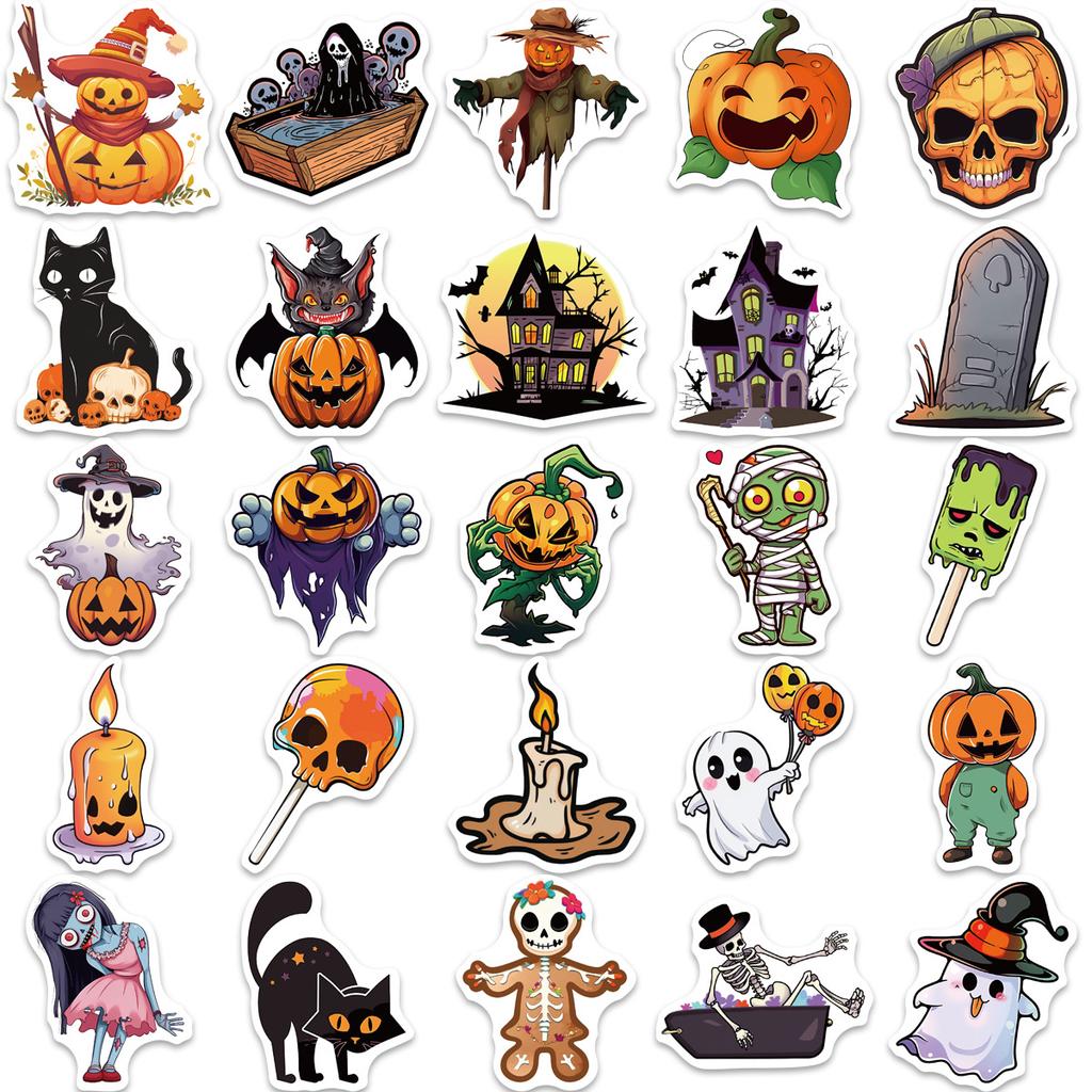 50 Cartoon Halloween Graffiti Stickers Personalized Decorative Guitar Notebook Suitcase DIY Waterproof Stickers