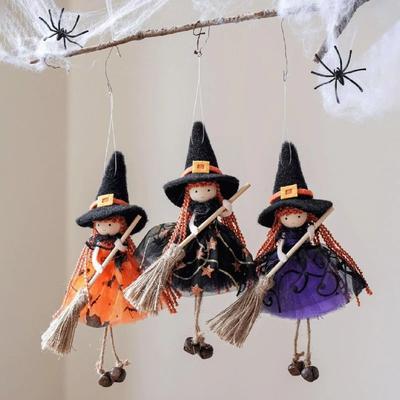Hanging Broom Girl Angel Pendant Bell Foot Witch Figurine Handicraft Party Supplies