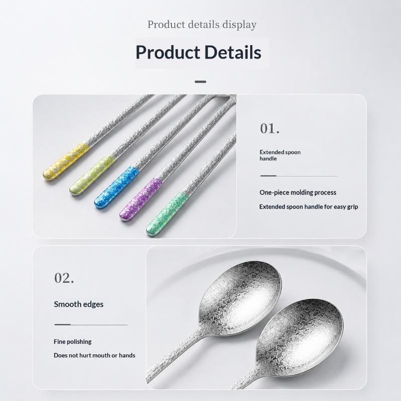Pure Titanium Korean Style Spoons Unique Crystal Texture Colorful Handles Perfect For Home Dining Outdoor Camping Picnic Use