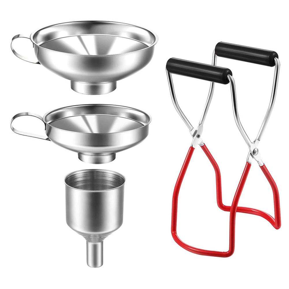 4Piece Stainless Steel Canning Funnel Set with Grip Handle Ideal for Preserving Jars and Bottles In Your Kitchen