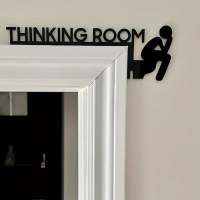 1 Pieza Moderno Letrero Metálico para Puerta de Baño - Escultura de Pared Sala de Pensamiento, Obra de Arte para Decoración del Hogar, Colgante Decorativo para Marco de Puerta