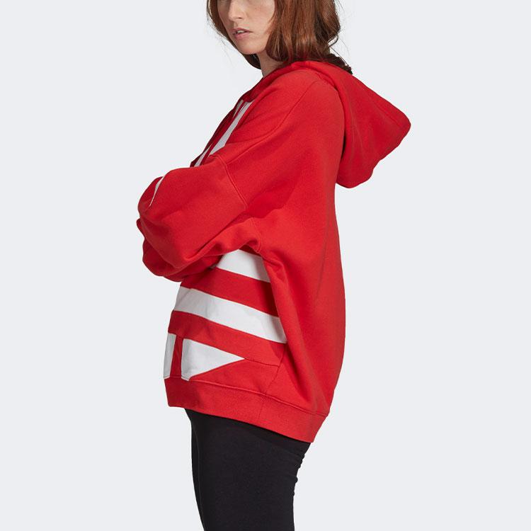 adidas Duża Bluza z Kapturem Trójlistna Czerwono-Biała Damska Streetwear FS1307