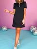 European & American Women's Summer 2024 Elegant Loose Turn-down Collar Zipper Short Sleeve Dress