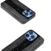 ABEEL For iPhone 16 Pro Case Crocodile Texture Genuine Cow Leather+TPU+PC Phone Cover