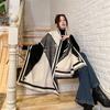 Imitation cashmere camellia color matching scarf women's winter high-end feeling new high-end feeling warm shawl women's dual-use